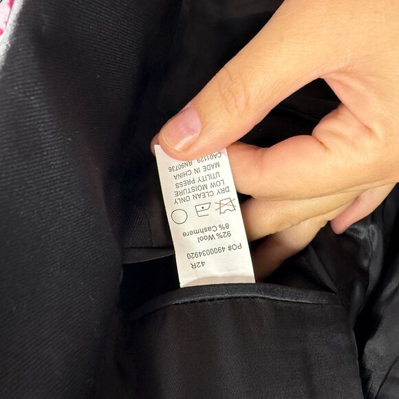 Calvin Klein Blazer Men 42 Black Button Up Collared Long Sleeve Cashmere Regular - Picture 6 of 7